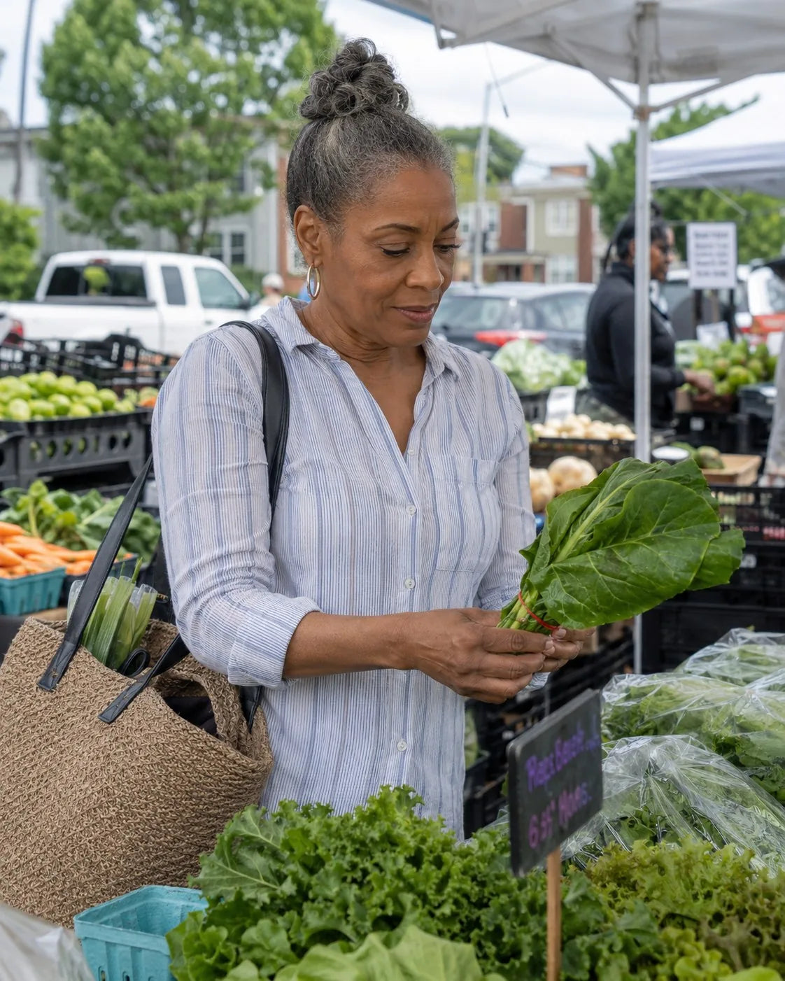 Shopping at a local farmers market