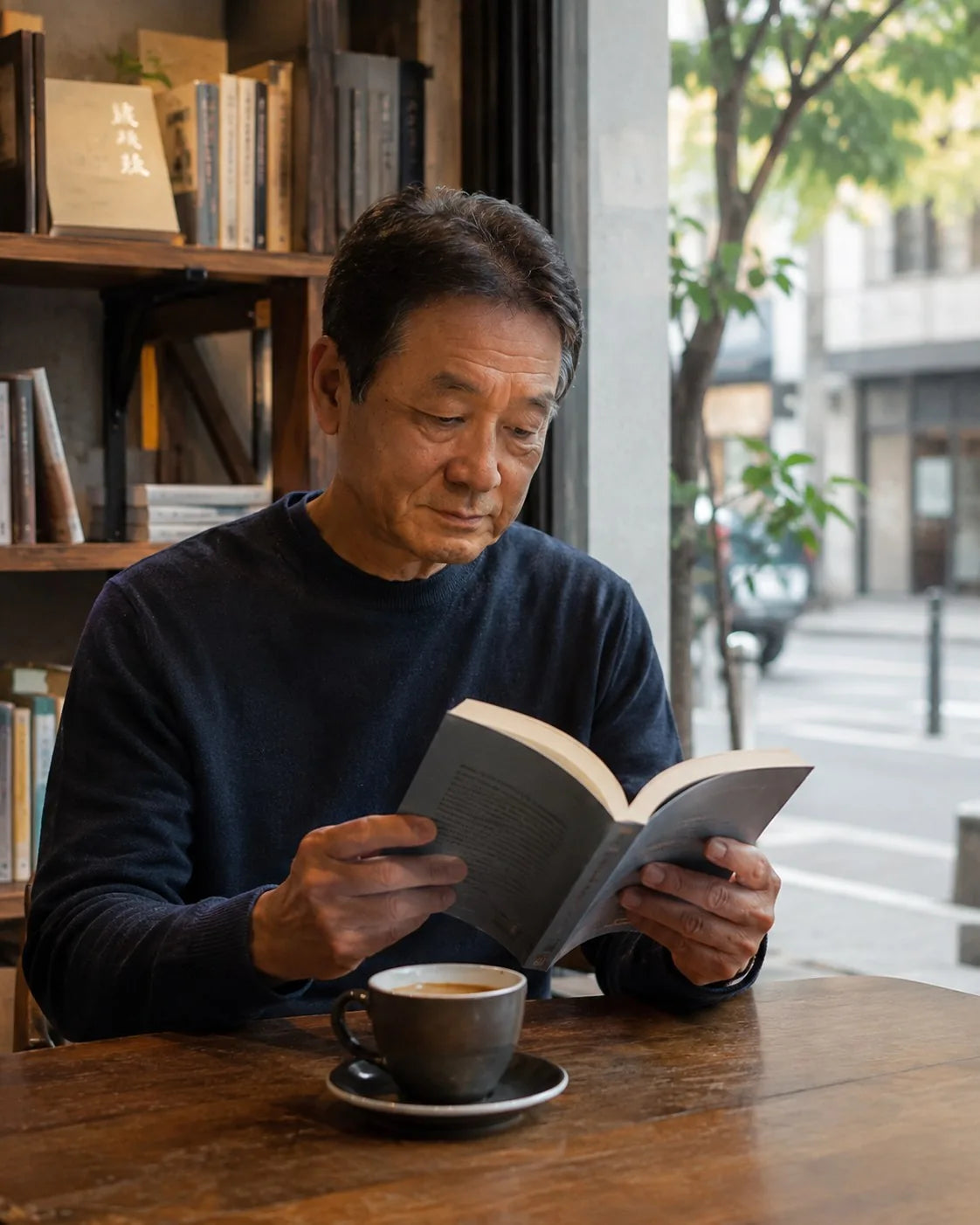 Quiet reading time with coffee