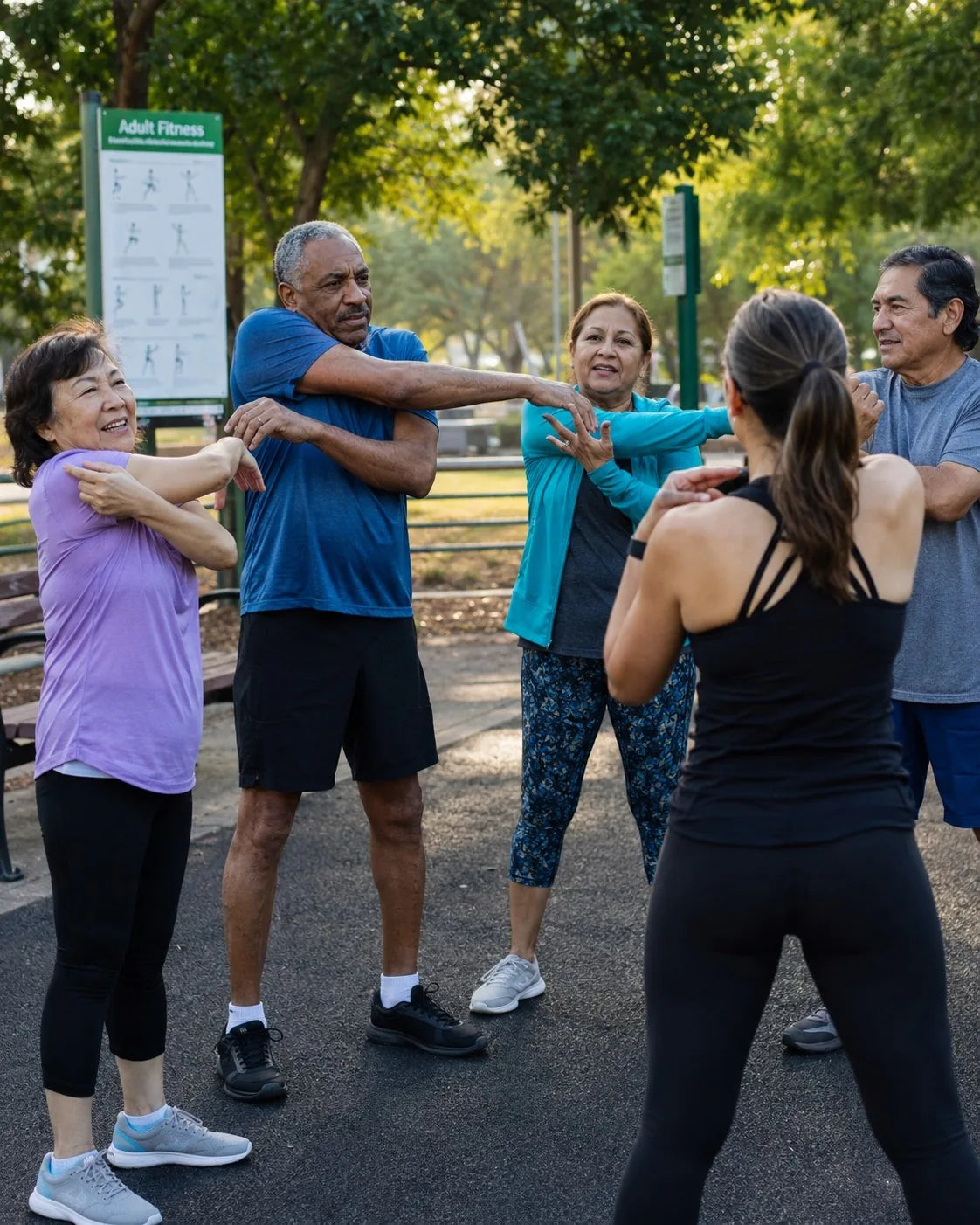 Outdoor stretching session